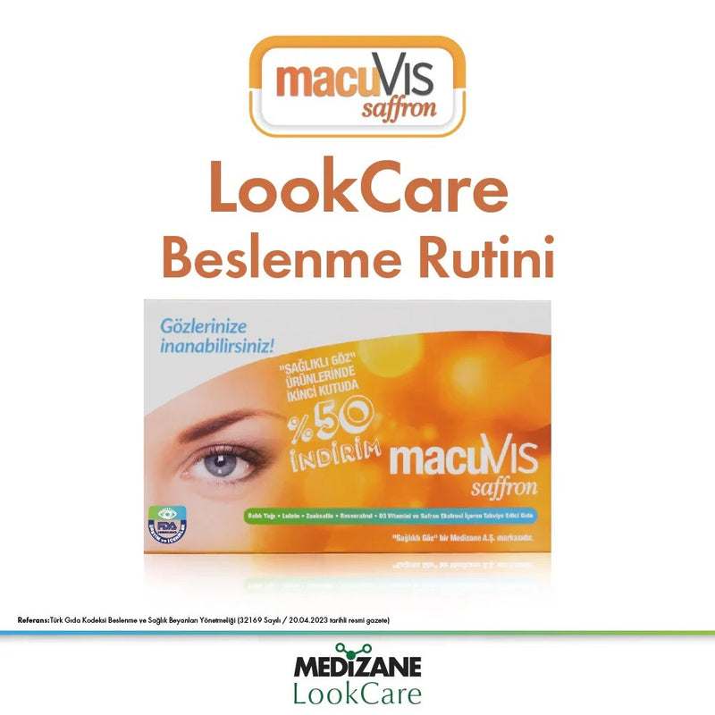 Medizane LookCare MacuVIS Saffron Gıda Takviyesi - 2x30 Kapsül